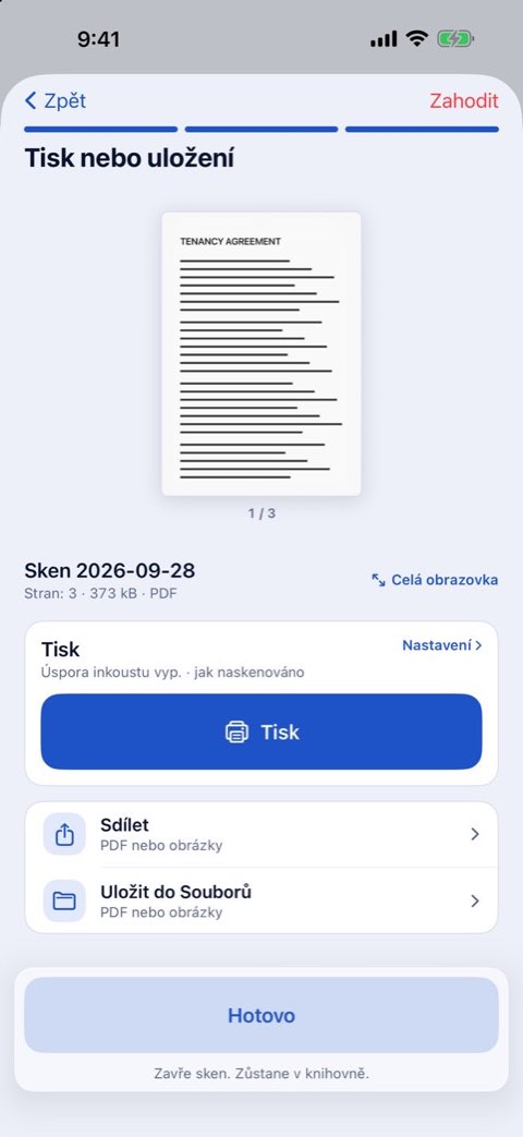 Krok Tisk nebo uložení v Papiruno s tlačítkem Tisk