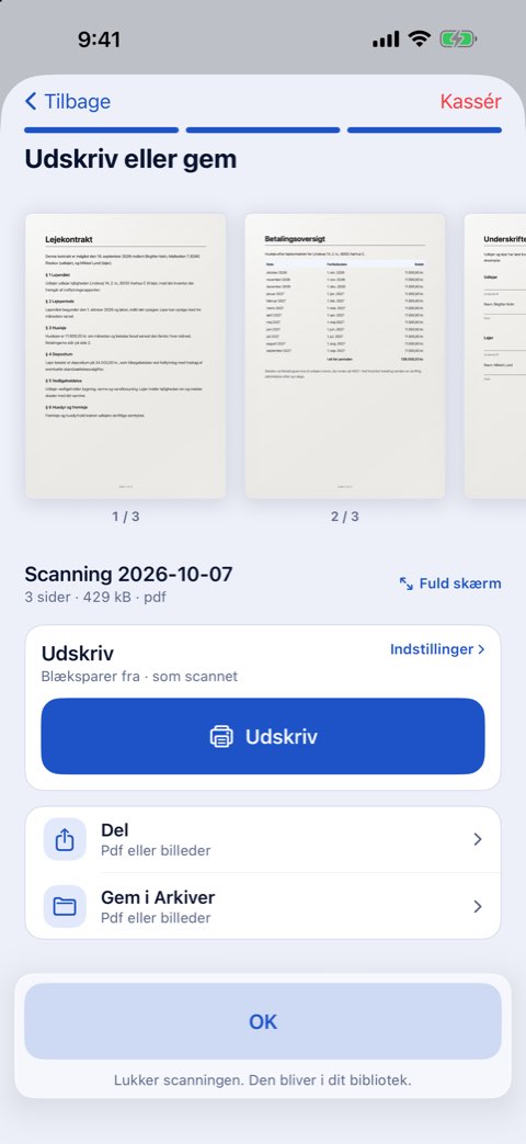 Trinnet Udskriv eller gem i Papiruno med en Udskriv-knap