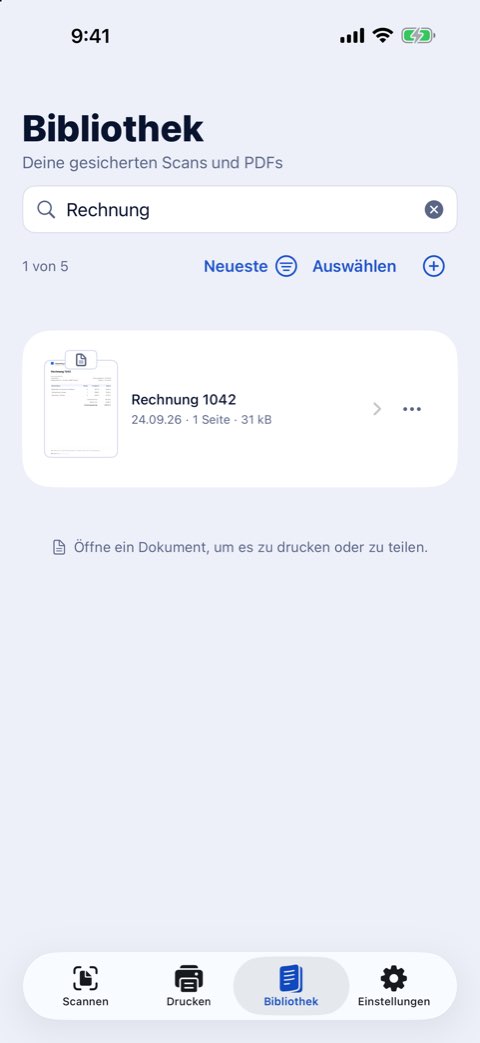 Die Bibliothek in Papiruno, durchsucht nach einem Wort in den Dokumenten