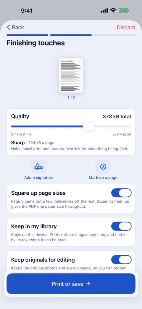 Finishing touches in Papiruno: quality, add a signature, mark up a page