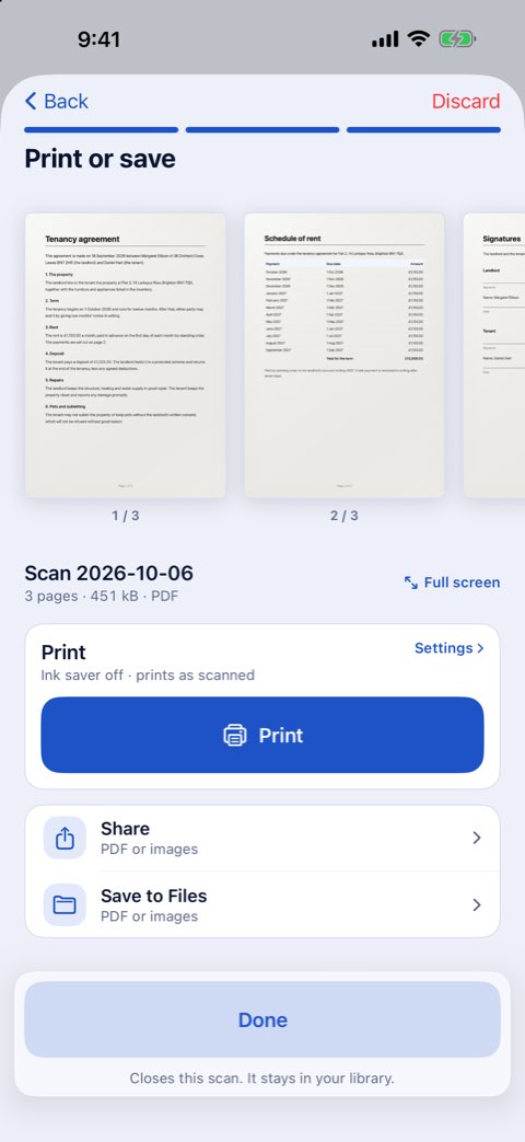 Papiruno's Print or save step, with a Print button