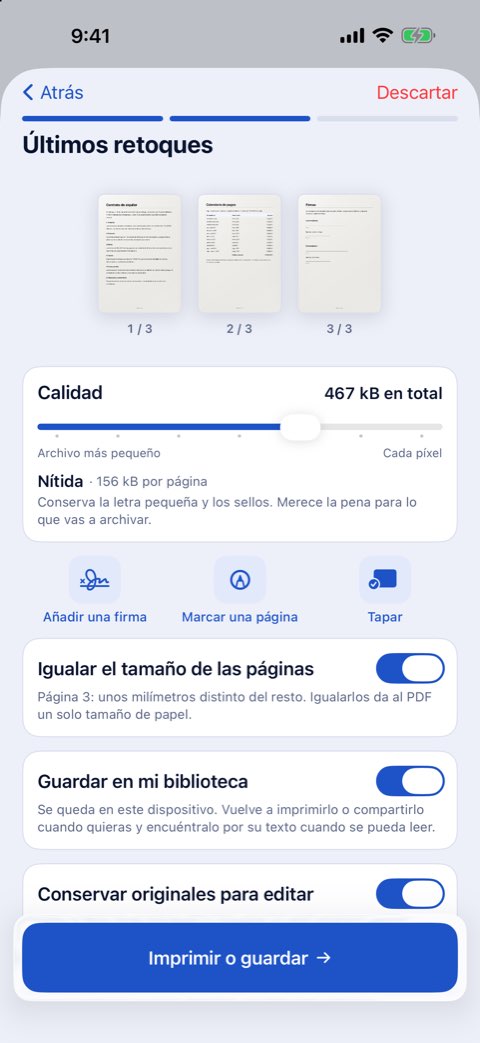 Últimos retoques en Papiruno: calidad, añadir una firma, marcar una página, tapar