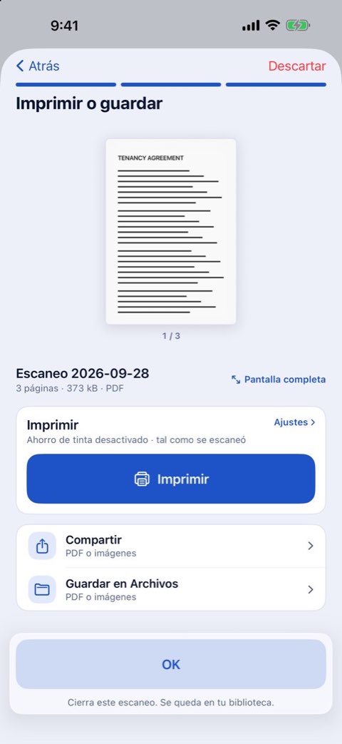 El paso Imprimir o guardar de Papiruno, con un botón Imprimir