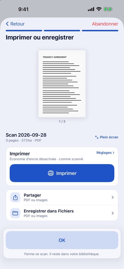 L’étape Imprimer ou enregistrer de Papiruno, avec un bouton Imprimer