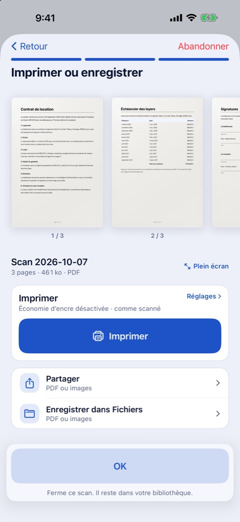 L’étape Imprimer ou enregistrer de Papiruno, avec un bouton Imprimer