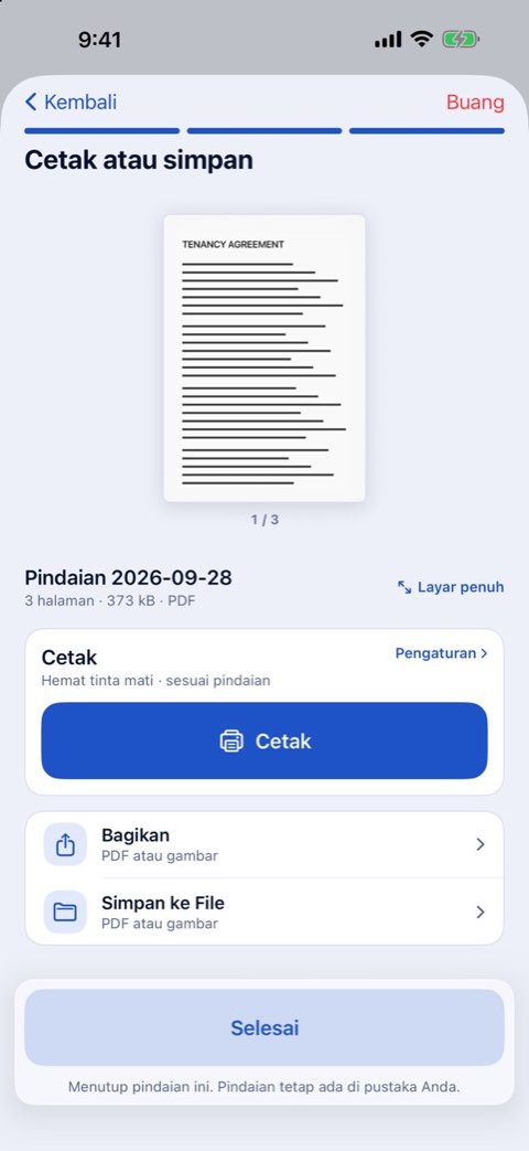 Langkah Cetak atau simpan di Papiruno dengan tombol Cetak