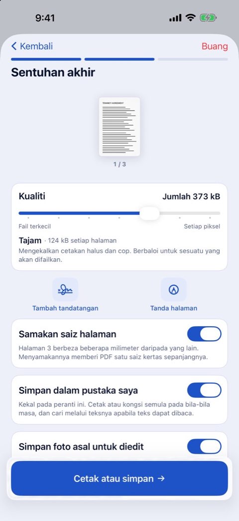 Sentuhan akhir dalam Papiruno: kualiti, tambah tandatangan, tanda halaman