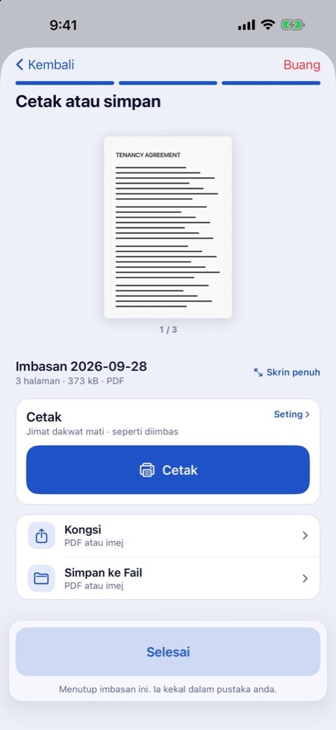 Langkah Cetak atau simpan dalam Papiruno dengan butang Cetak
