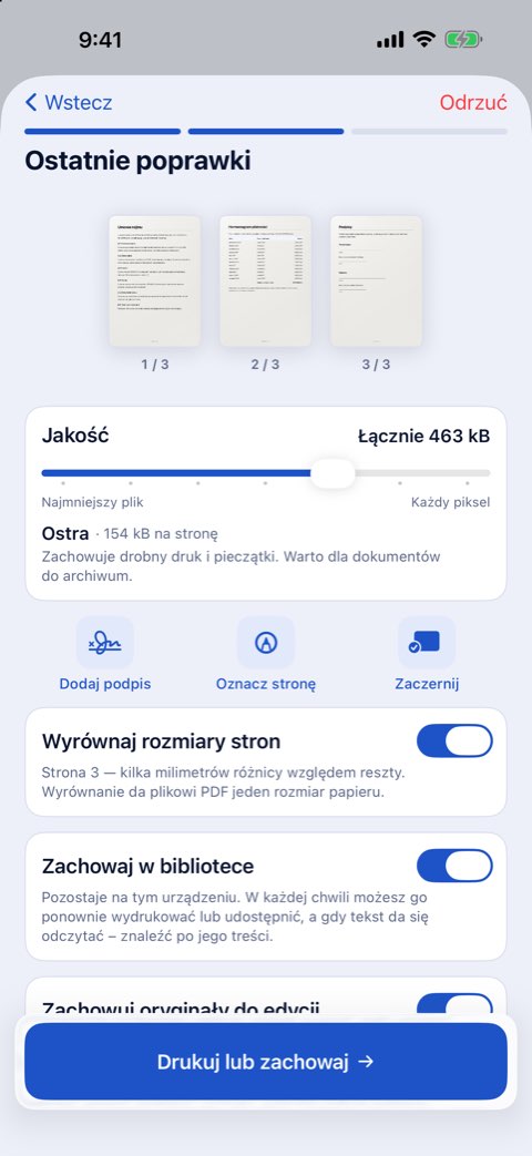 Ostatnie poprawki w Papiruno: jakość, dodaj podpis, oznacz stronę, zaczernij