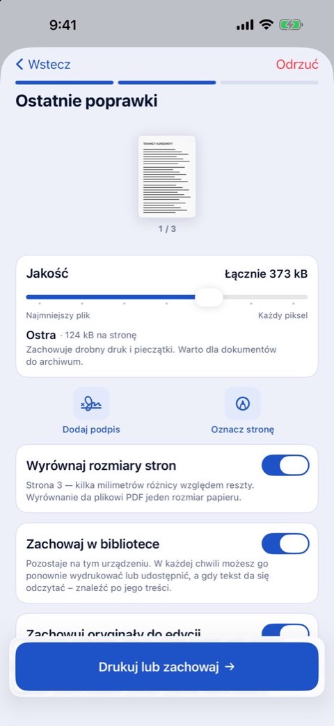 Ostatnie poprawki w Papiruno: jakość, dodaj podpis, oznacz stronę