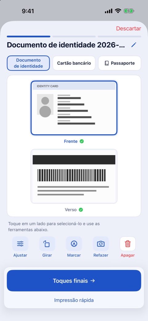 A frente e o verso de uma carteira de identidade, digitalizados para impressão em tamanho real