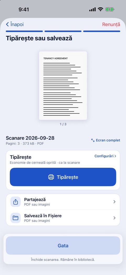 Pasul Tipărește sau salvează din Papiruno, cu un buton de tipărire