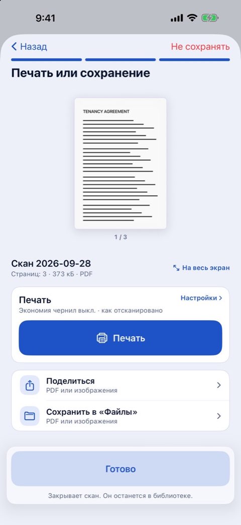 Шаг «Печать или сохранение» в Papiruno с кнопкой печати
