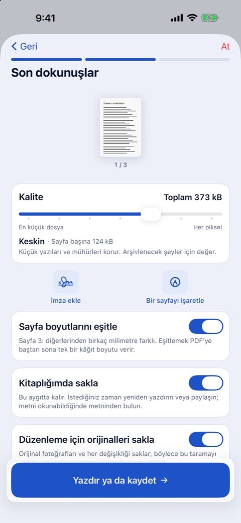 Papiruno’da son rötuşlar: kalite, imza ekle, sayfayı işaretle
