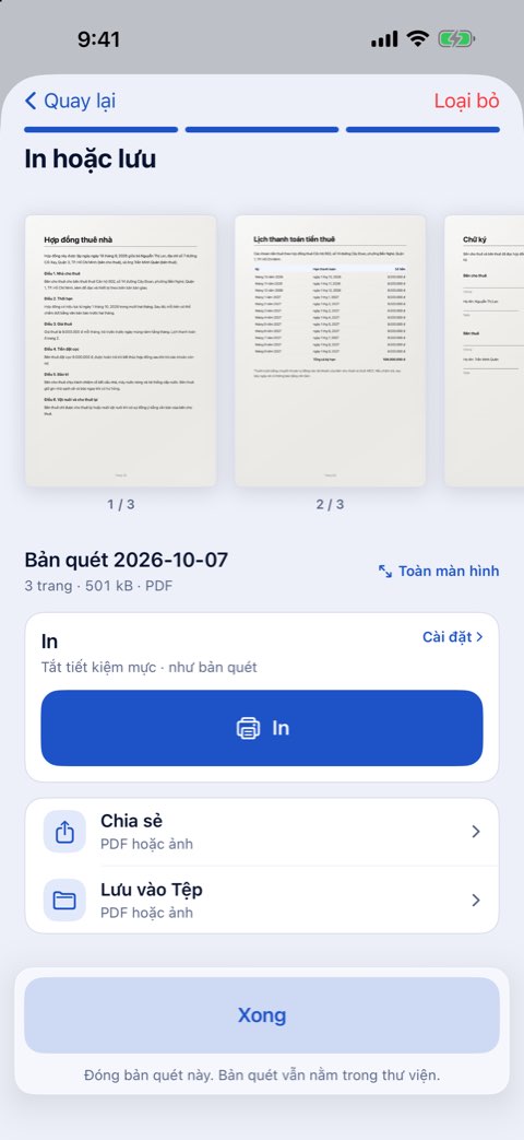 Bước In hoặc lưu của Papiruno, với nút In